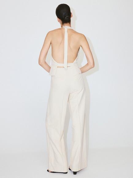 Mango Halterneck Jumpsuit, Beige - view 2, Beige