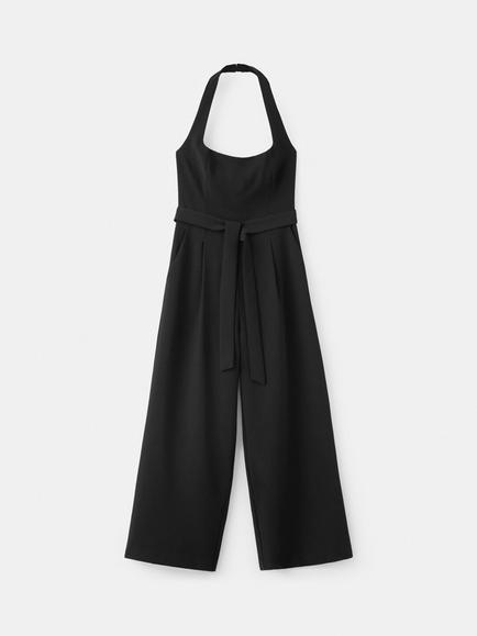 Mango Halterneck Wide Leg Jumpsuit, Black, Black