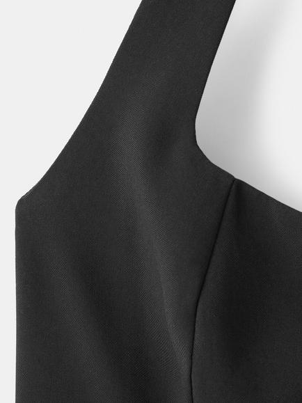 Mango Halterneck Wide Leg Jumpsuit, Black - view 2, Black