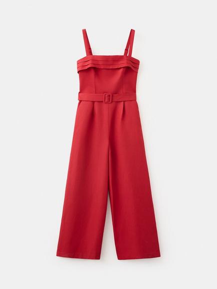 Mango Sleeveless High Waist Jumpsuit, Red, Red