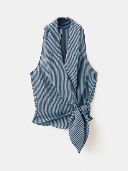 Mango Draped Blouse, Blue
