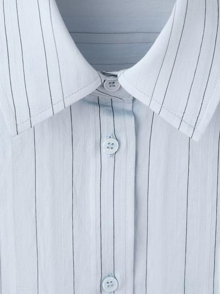 Mango Stripe Long Sleeve Shirt, Blue - view 2, Blue
