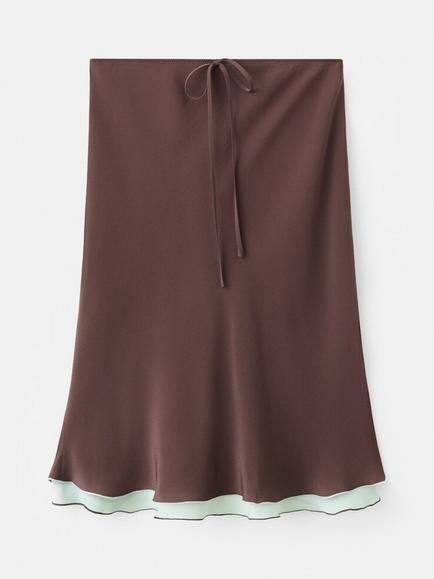 Mango A-Line Midi Skirt, Brown, Brown