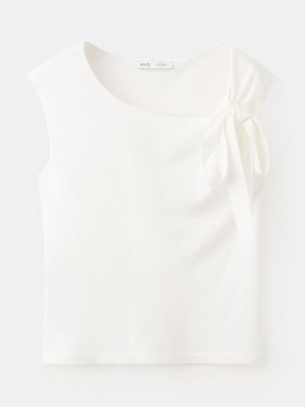 Mango Fine Knit Sleeveless Shell Jumper, White