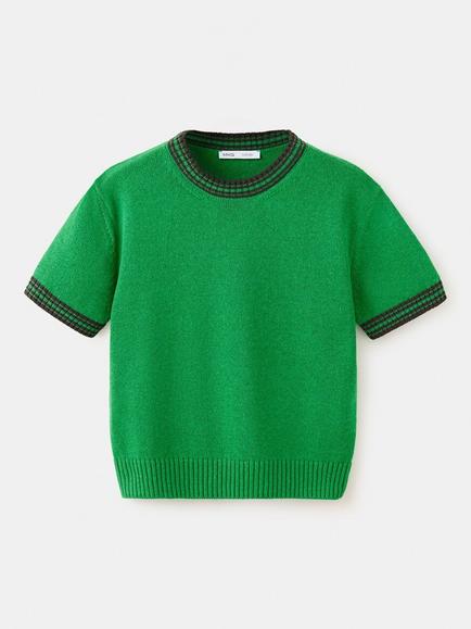 Mango Fine Knit Crew Neck Jumper, Green, Green