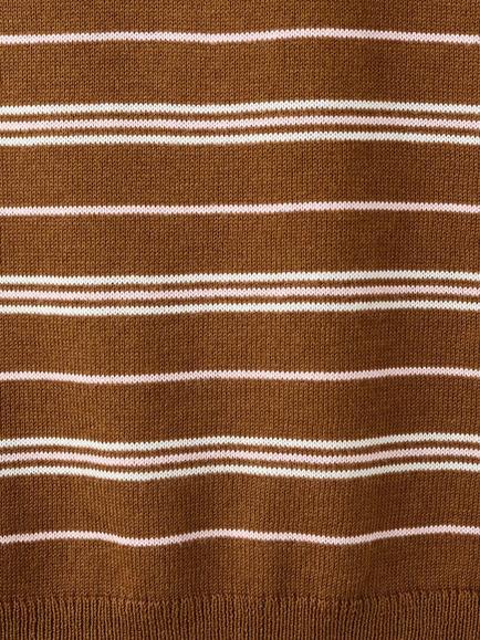 Mango Stripe Short Sleeve Jumper, Caramel - view 2, Caramel