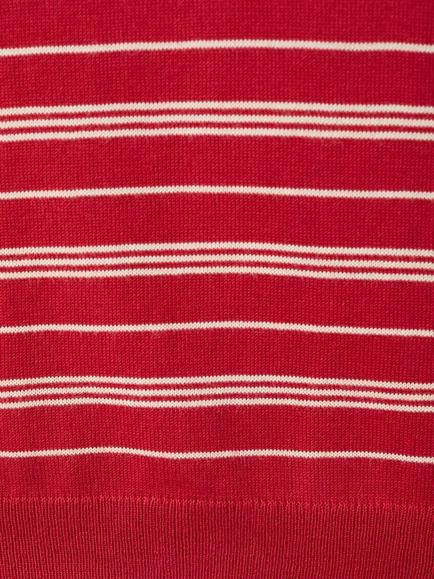 Mango Stripe Short Sleeve Jumper, Red - view 2, Red