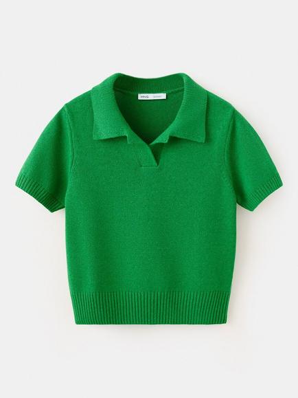 Mango Short Sleeve Jumper, Green, Green