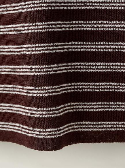 Mango Stripe Short Sleeve Jumper, Chocolate - view 2, Chocolate