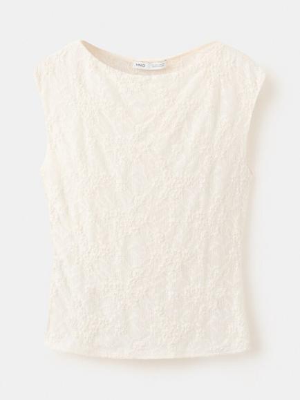 Mango Camiseta Sleeveless Shell Top, Off White, Off White