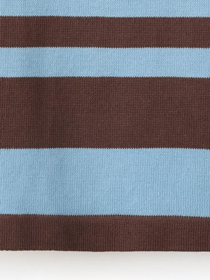 Mango Stripe Polo Shirt, Sky Blue - view 2, Sky Blue