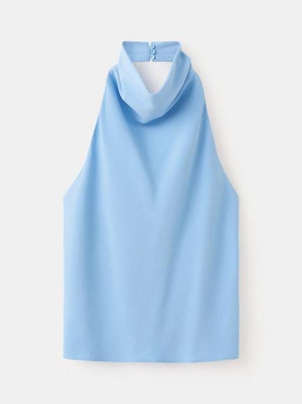 Mango Halterneck Top, Sky Blue