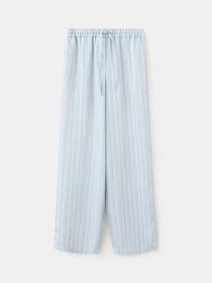 Mango Stripe Wide Leg Trousers, Blue, Blue