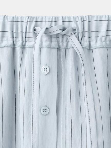 Mango Stripe Wide Leg Trousers, Blue - view 2, Blue