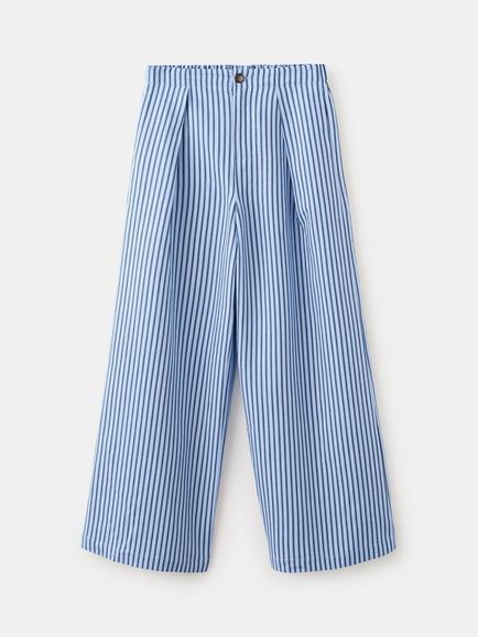 Mango Stripe Wide Leg Trousers, Sky Blue, Sky Blue