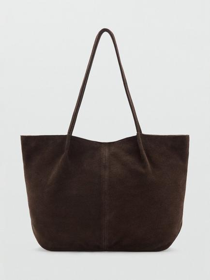 Mango Suede Tote Bag, Chocolate, Chocolate