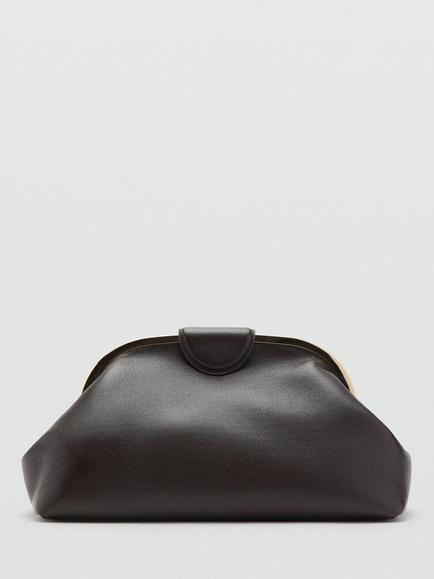 Mango Noemi Frame Evening Clutch Bag, Chocolate, Chocolate