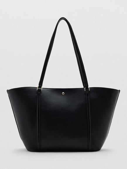 Mango Enric Big Tote Bag, Black, Black
