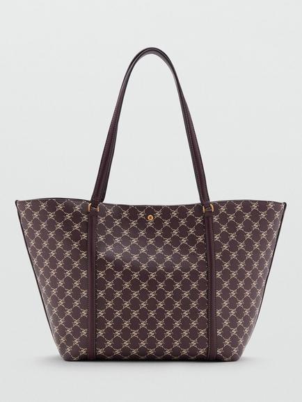 Mango Porta Monogram Shopper Tote Bag, Bordeaux