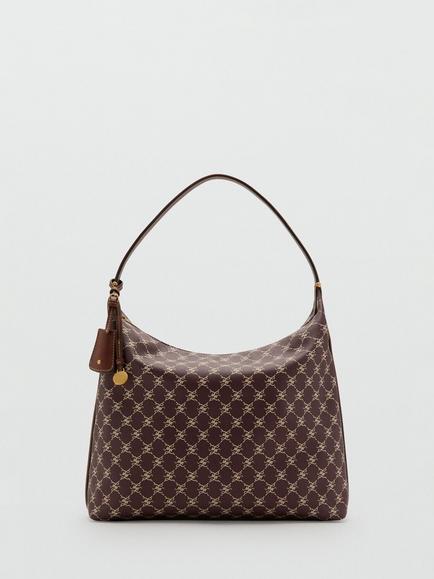 Mango Porta Monogram Shoulder Hobo Satchel, Bordeaux, Bordeaux