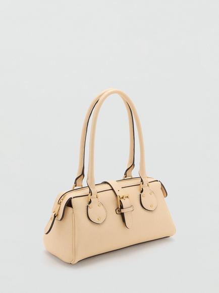 Mango Balbo Buckle Top Handle Bowling Bag, Pastel Yellow - view 2, Pastel Yellow