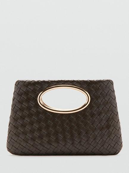 Mango Amina Circular Handle Clutch Bag, Chocolate, Chocolate