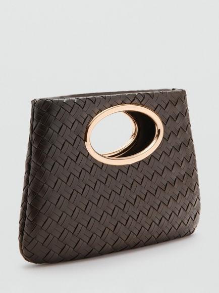 Mango Amina Circular Handle Clutch Bag, Chocolate - view 2, Chocolate