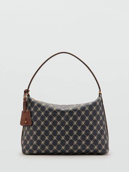 Mango Porta Monogram Shoulder Bag, Navy, Navy