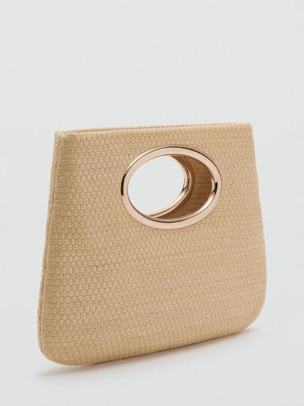Mango Amina Circular Handle Clutch Bag, Beige - view 2, Beige