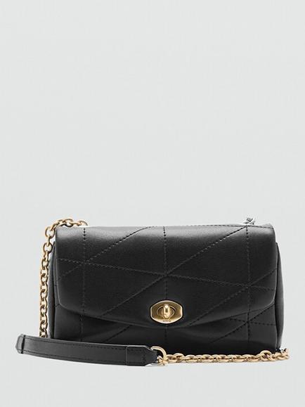 Mango Stitch Quilted Cross Body Bag, Black