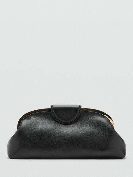 Mango Flap-Over Clutch Bag, Back, Black