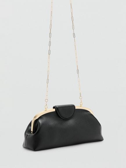 Mango Flap-Over Clutch Bag, Back - view 2, Black