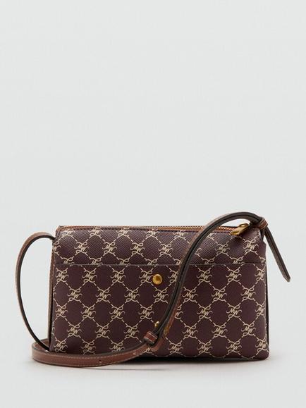 Mango Porta Monogram Double Pouch Crossbody Bag, Bordeaux, Bordeaux