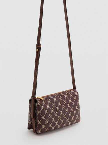 Mango Porta Monogram Double Pouch Crossbody Bag, Bordeaux - view 2, Bordeaux