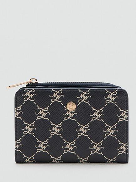 Mango Monogram Purse, Navy