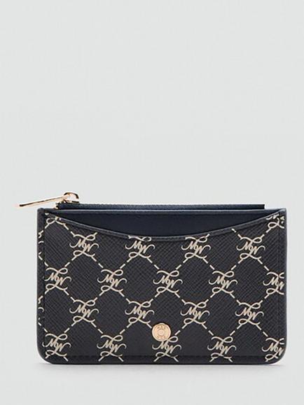 Mango Monogram Print Card Holder, Navy, Navy
