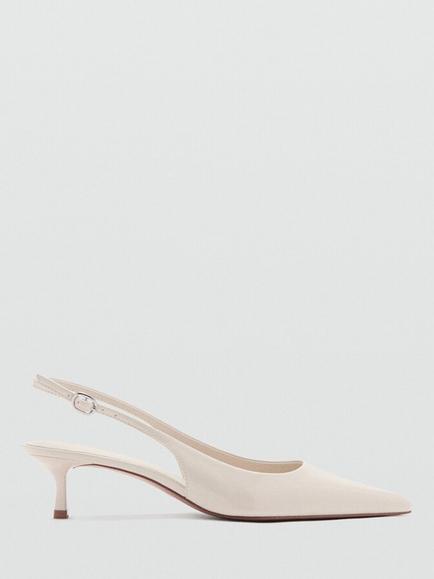 Mango Zapato Kitten Heel Pointed Toe Slingback Court Shoes, Raw
