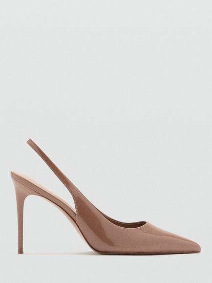 Mango Pointed Toe Slingback Stiletto Heeled Shoes, Natural, Natural