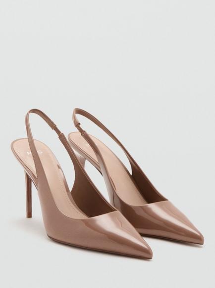 Mango Pointed Toe Slingback Stiletto Heeled Shoes, Natural - view 2, Natural