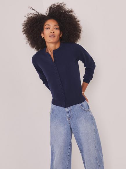 Mint Velvet Fine Knit Cardigan, Blue Navy, Blue Navy