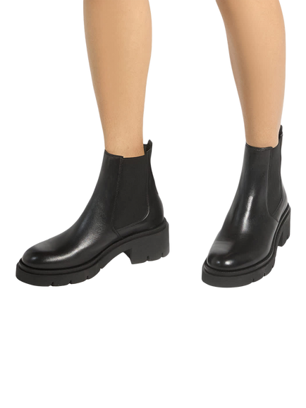 Dune London Padelle Leather Chunky Chelsea Boots, Dark Brown - view 2, Black
