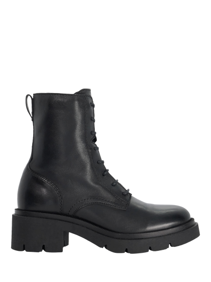 Dune London Pion Leather Lace Up Cleated Ankle Boots, Black, Black