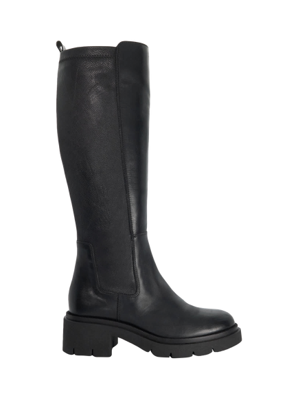 Dune London Toni Leather Chunky Knee High Boots, Black, Black