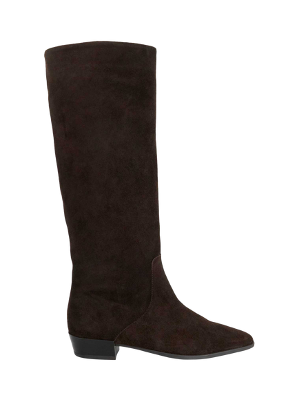 Dune London Torrie Suede Smart Western Knee-High Boots, Brown, Brown