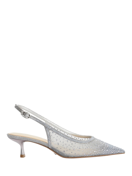 Dune London Cirelle Embellished Slingback Court Shoes, Grey, Grey