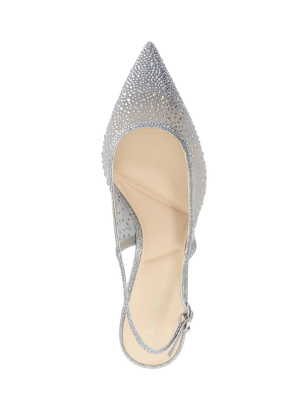 Dune London Cirelle Embellished Slingback Court Shoes, Grey - view 2, Grey