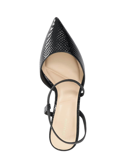 Dune London Charming Wide Fit Leather Cross Strap Open Court Shoes, Black - view 2, Black