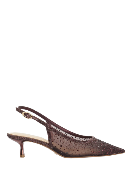 Dune London Cirelle Embellished Slingback Court Shoes, Burgundy, Burgundy