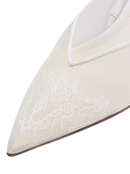 NEOUS Irena Lace Slingback Heeled Pumps, Cream - view 2, Cream