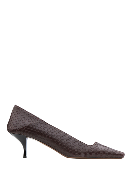 NEOUS Tasha Leather Heeled Square Court Shoes, Python, Python